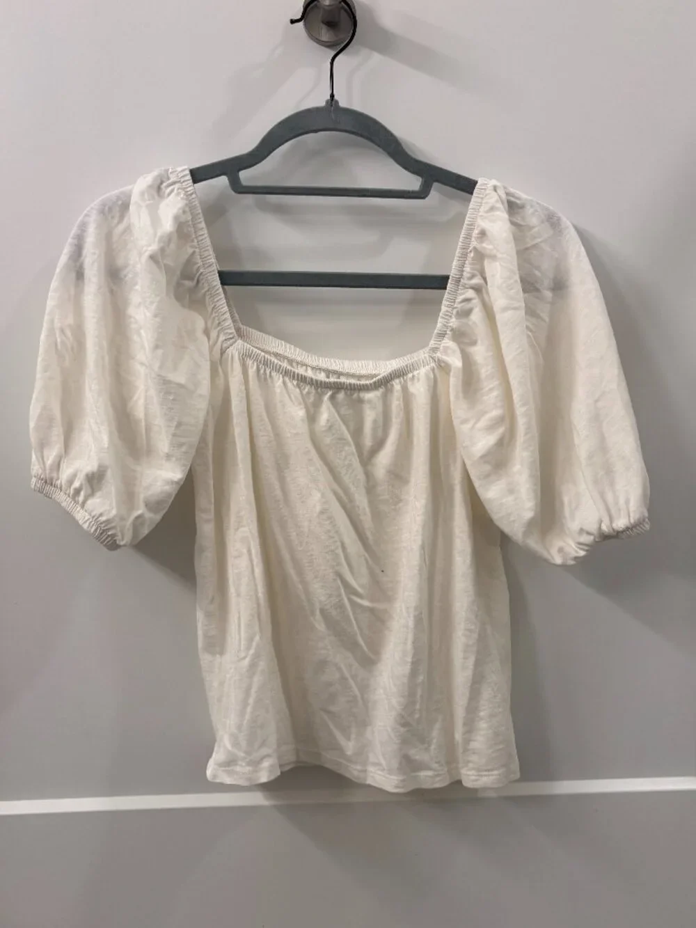 Old Navy Square-Neck Puff-Sleeve Top Size Small Color Sea Salt